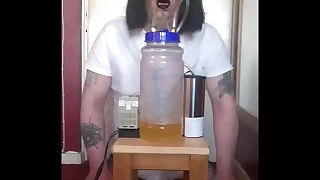 bisexual crossdresser with his portable cow milking machine part 4